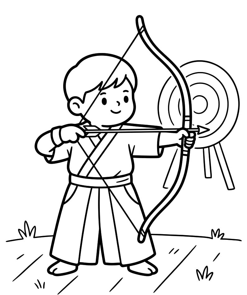 無料で 弓道 描く ぬりえ
