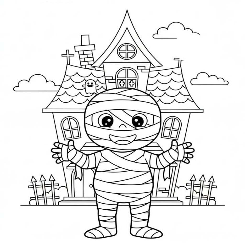 無料で ミイラ ぬりえ