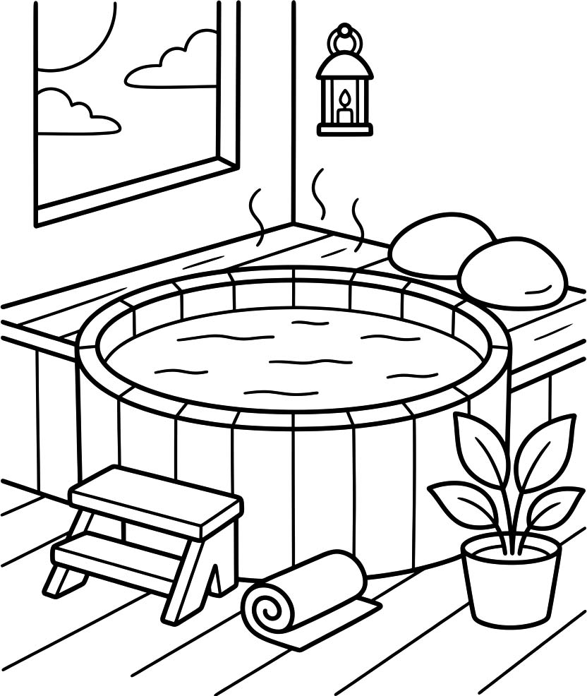 無料で 温泉 描く ぬりえ