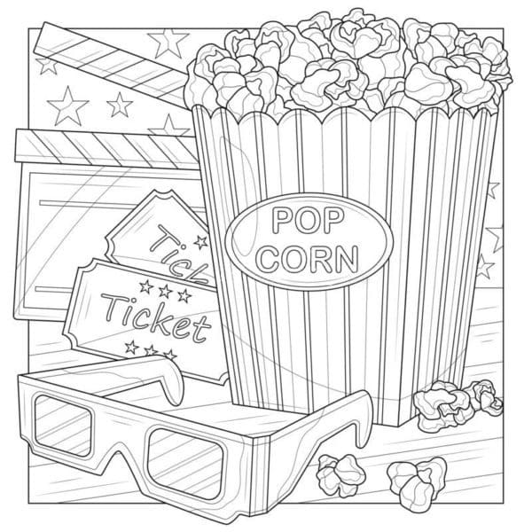 無料で ポップコーン 描く ぬりえ