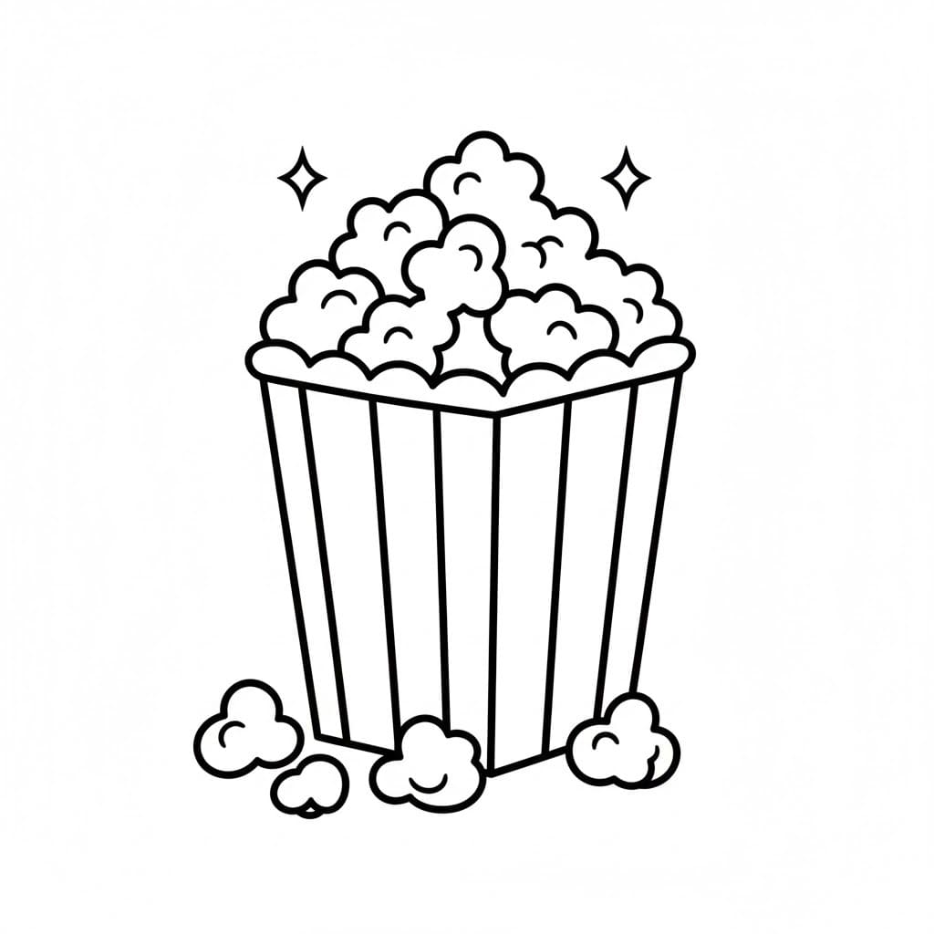 無料で ポップコーン ぬりえ