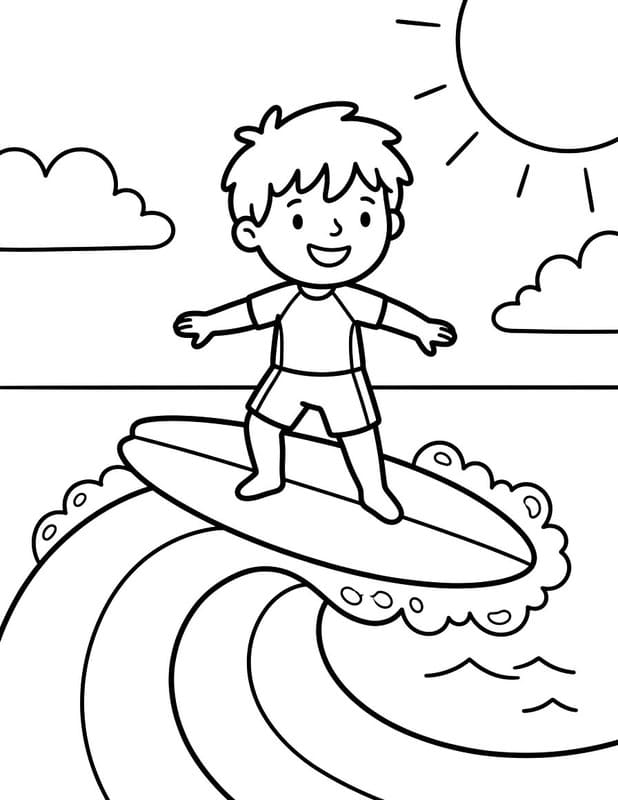 無料で サーフィン 描く ぬりえ