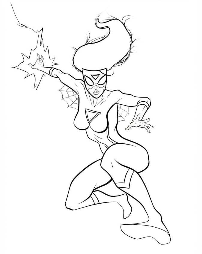 無料で スパイダーウーマン 描く ぬりえ