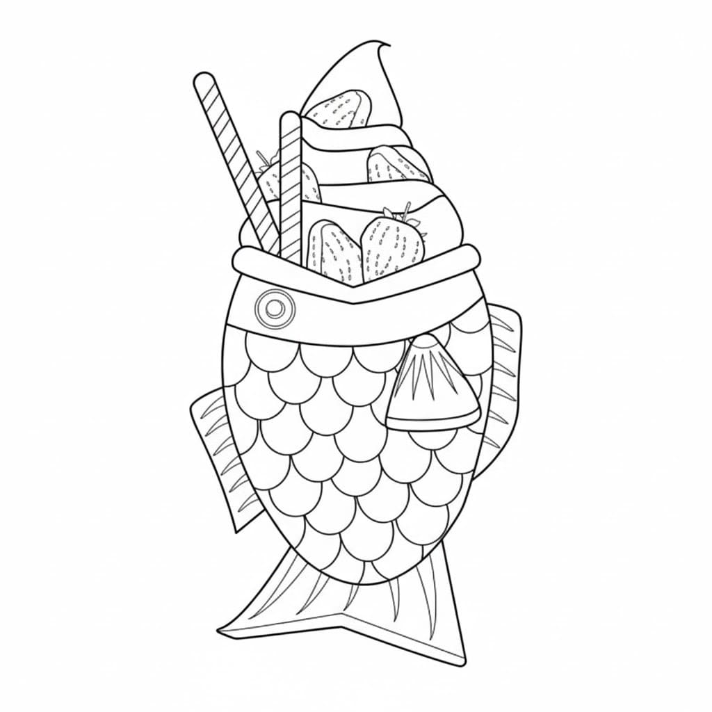 無料で たい焼き描く ぬりえ