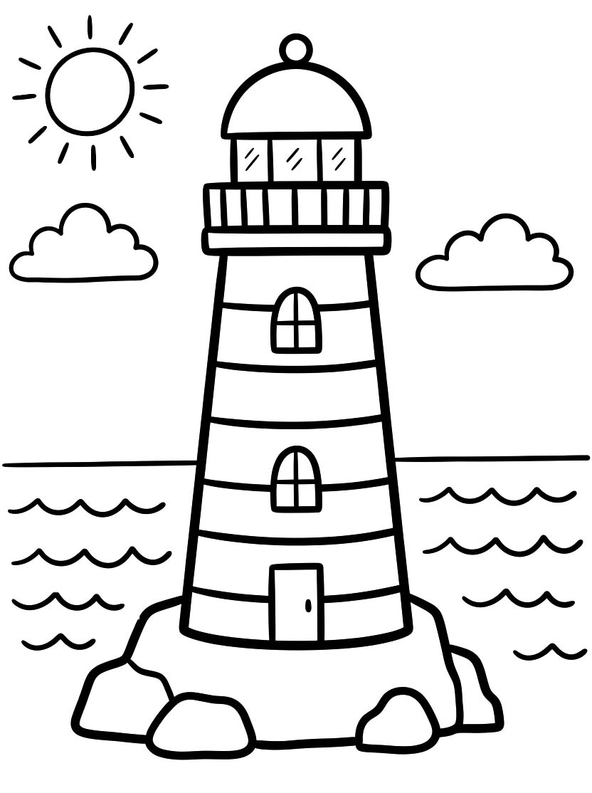 無料で 灯台 描く ぬりえ