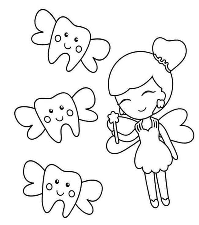 無料 歯の妖精 描く ぬりえ