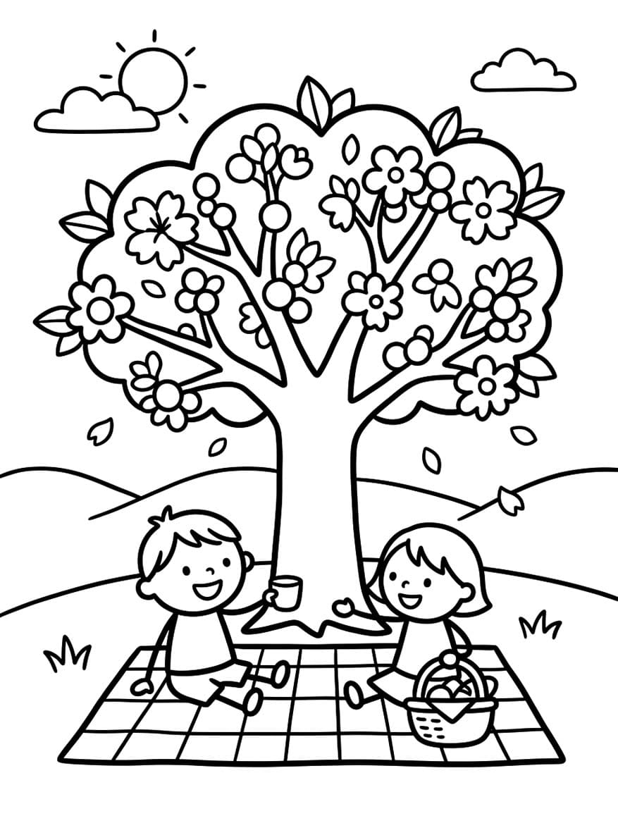 無料 花見 描く ぬりえ