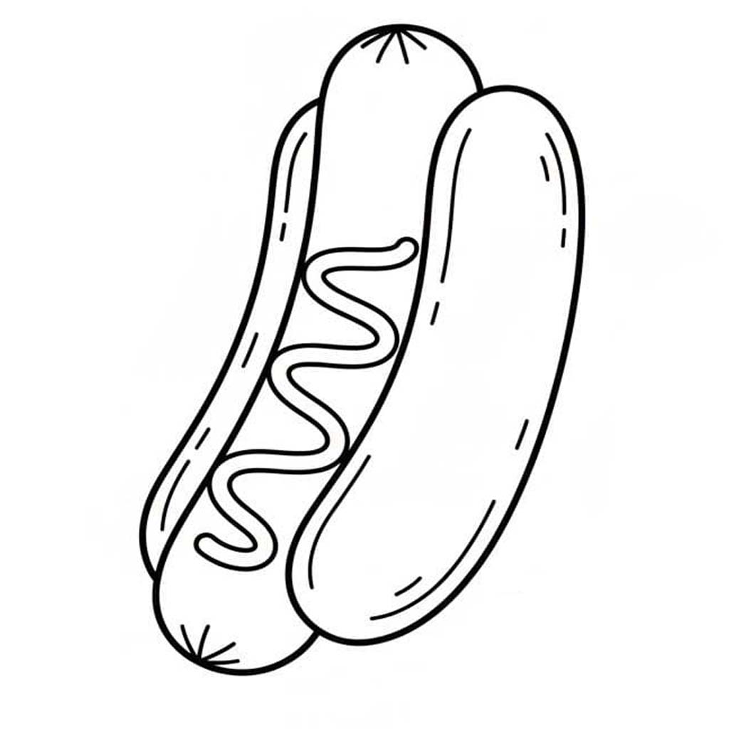 無料 ホットドッグ 描く ぬりえ