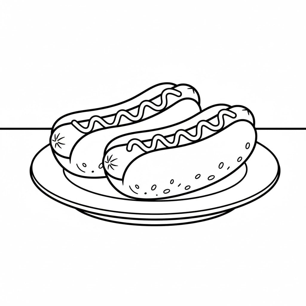 無料 ホットドッグ ぬりえ