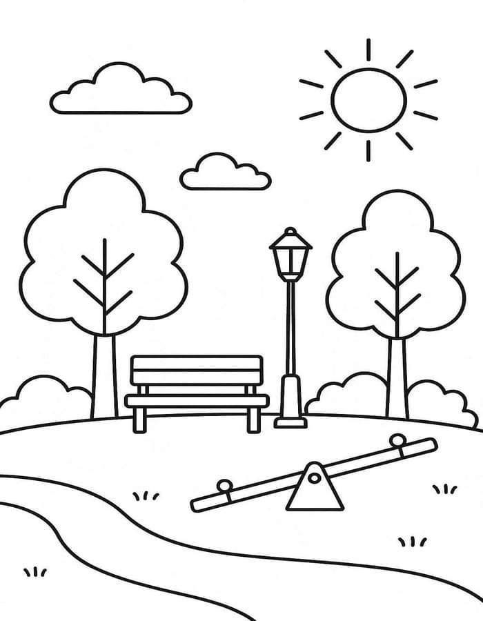 無料 公園 ぬりえ
