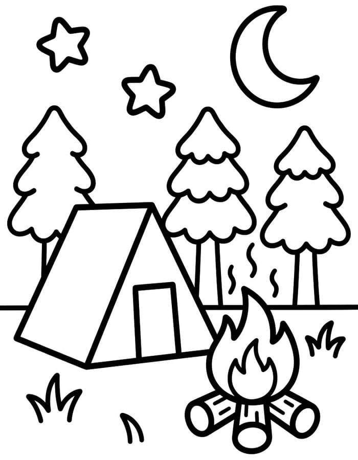無料 キャンプ 描く ぬりえ