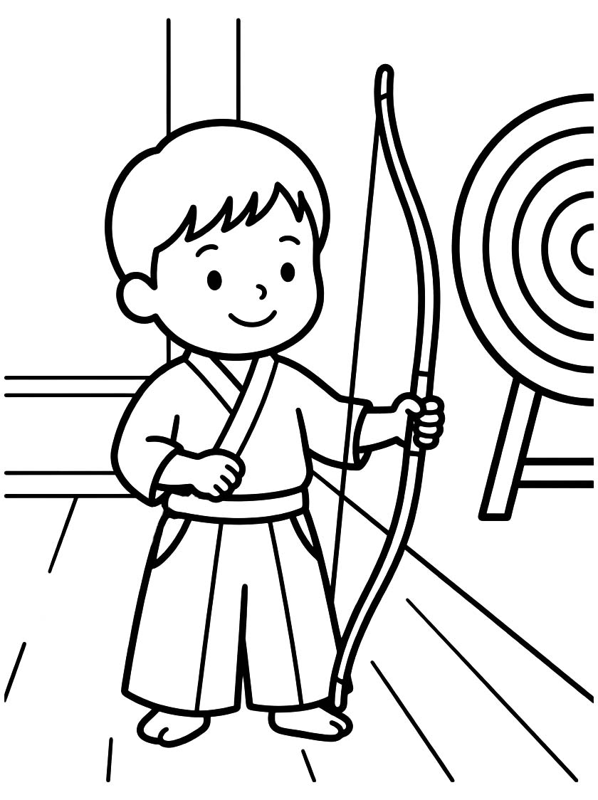 無料 弓道 描く ぬりえ