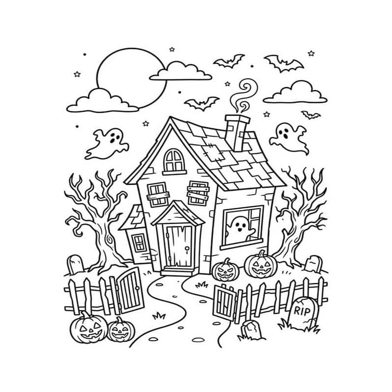 無料 お化け屋敷 描く ぬりえ