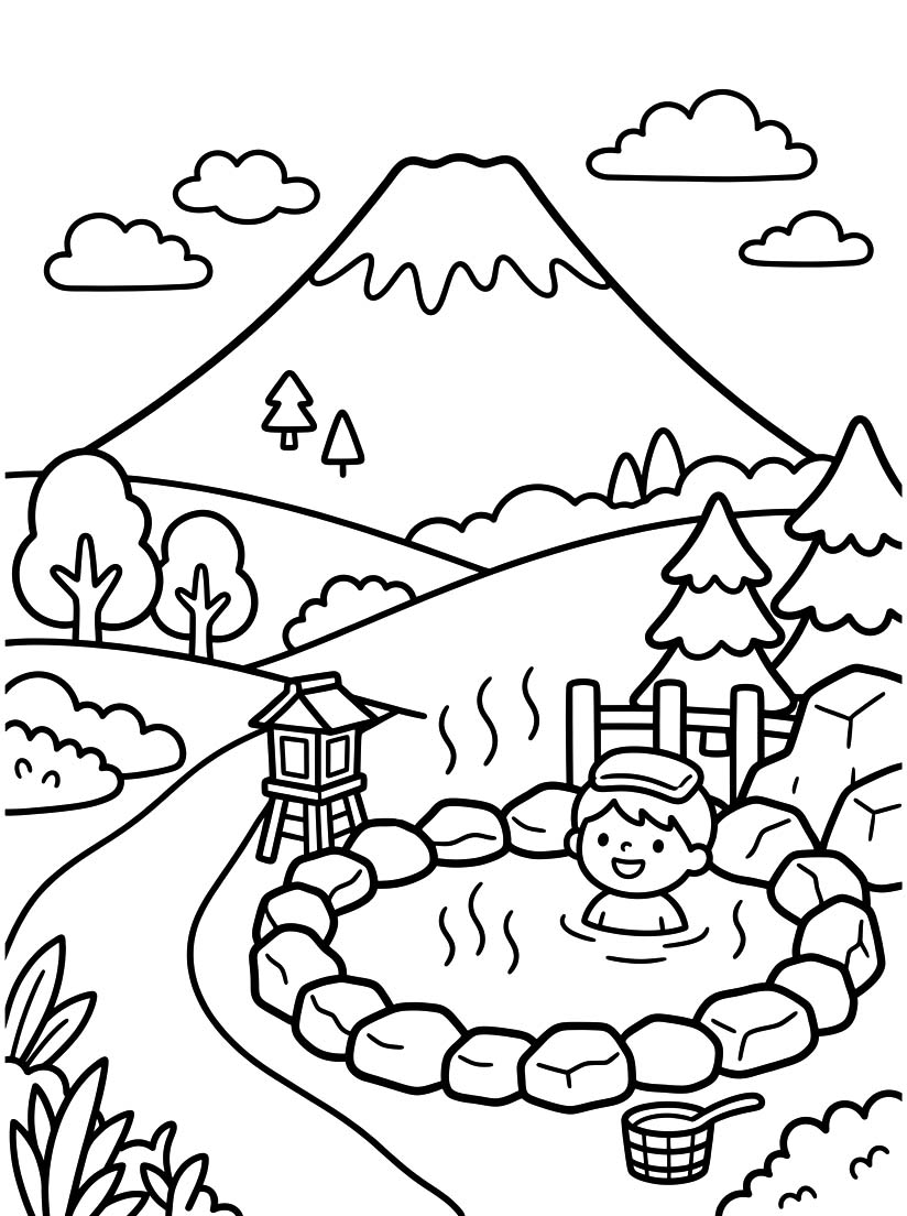 無料 温泉 ぬりえ