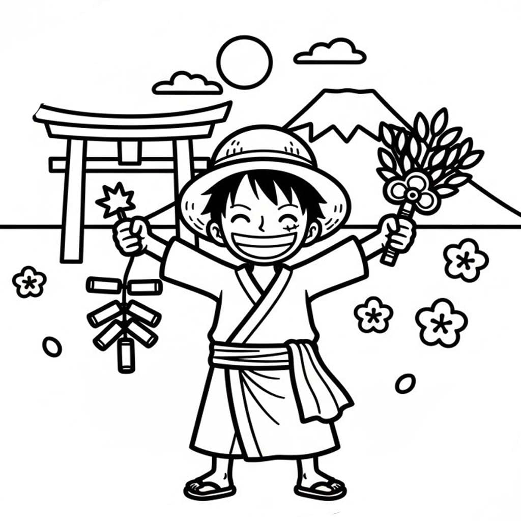 無料 お正月の ぬりえ