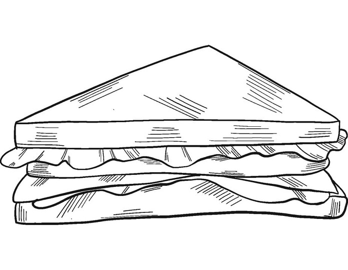 無料 サンドイッチ ぬりえ