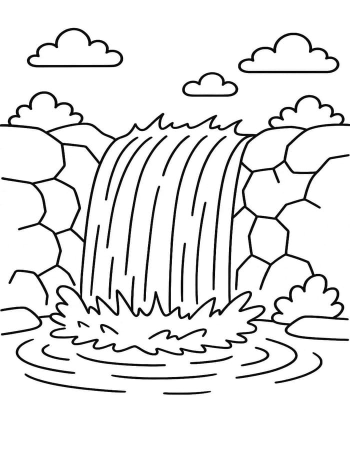 無料 滝 描く ぬりえ