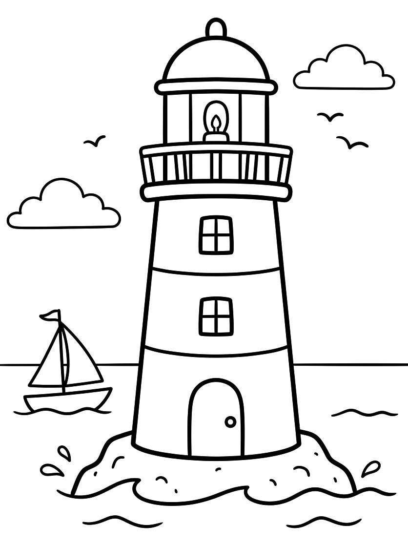 無料 灯台 描く ぬりえ
