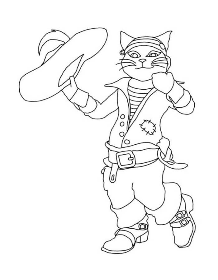 長ぐつをはいたネコ 描く ぬりえ