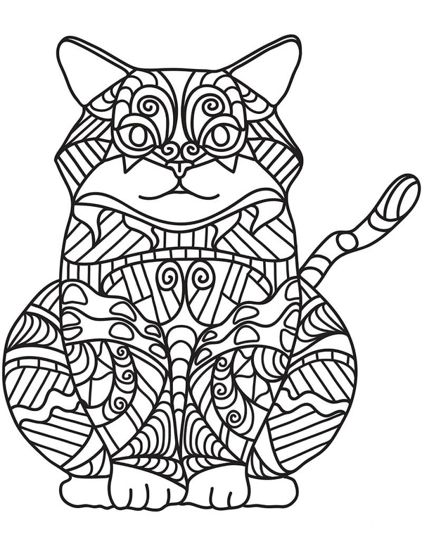 猫のゼンタングル ぬりえ