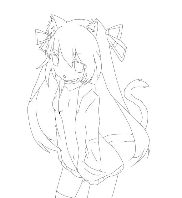 猫娘 3 ぬりえ