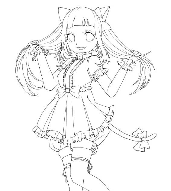 猫娘 8 ぬりえ