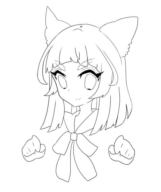 猫娘の印刷可能 ぬりえ