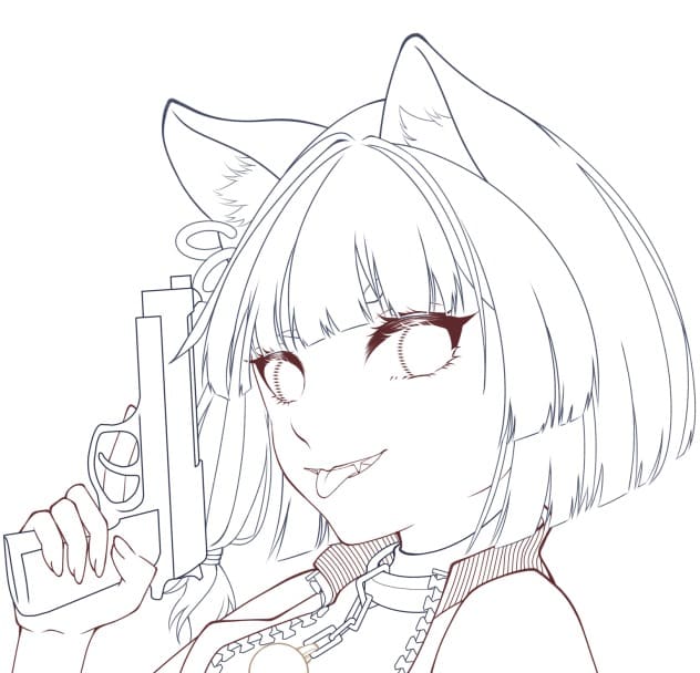 猫娘の無料印刷物 ぬりえ
