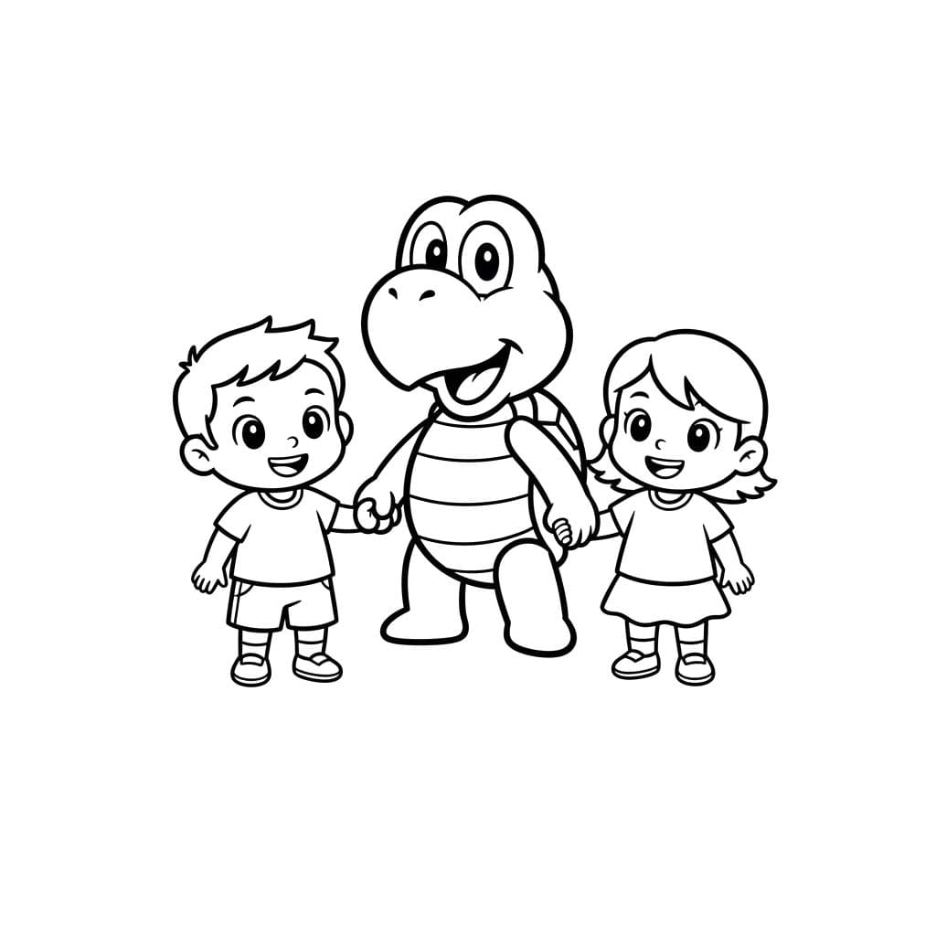 ノコノコ そして子供たち ぬりえ