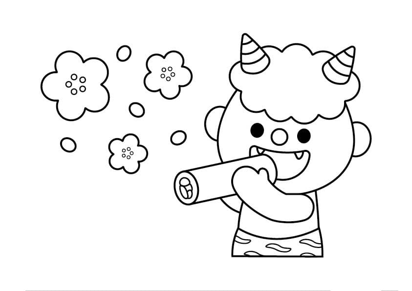 おに かわいい画像 ぬりえ