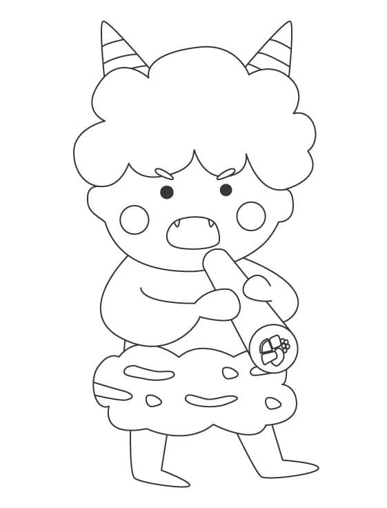おに かわいい ぬりえ