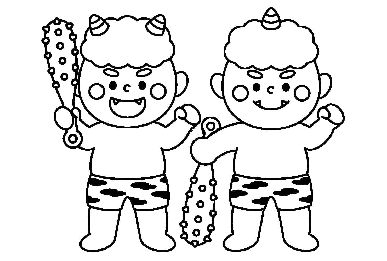 おに シンプルな画像 ぬりえ