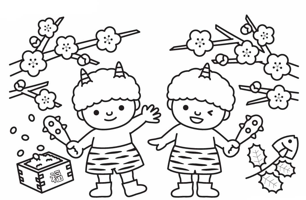 おに 楽しい ぬりえ