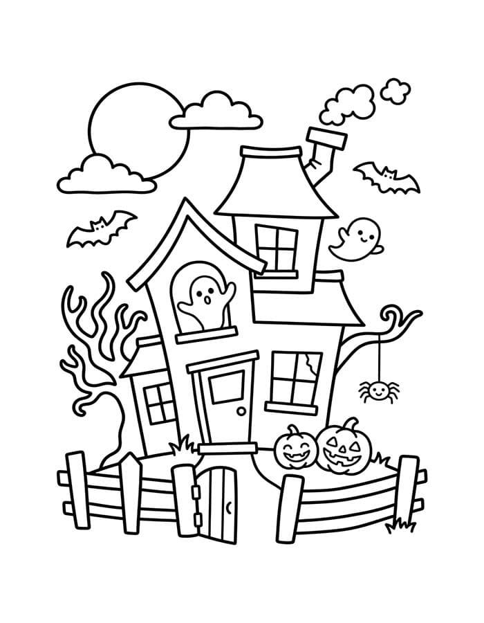 お化け屋敷 無料で印刷可能 ぬりえ