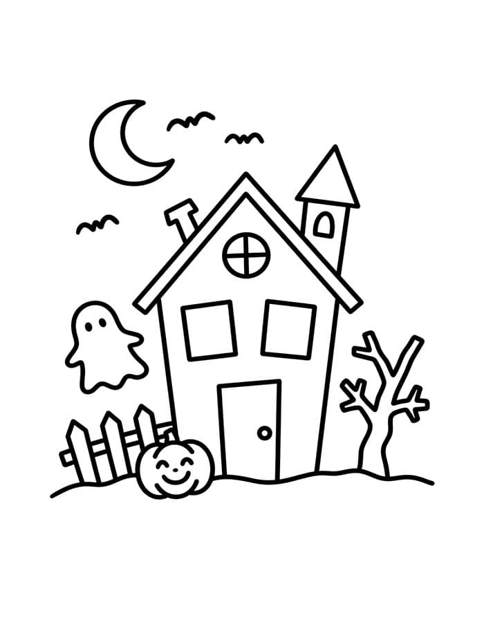 お化け屋敷 無料 ぬりえ