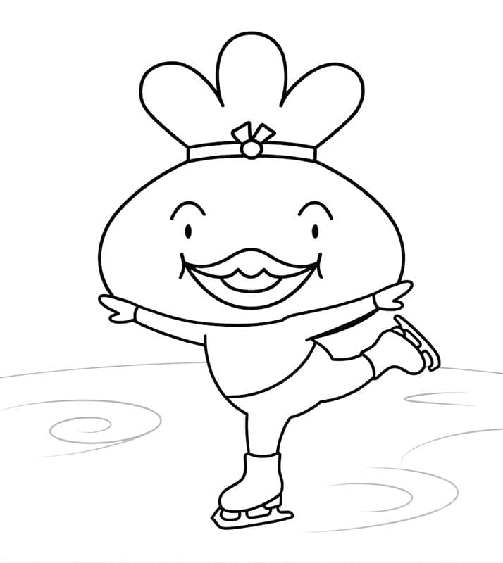 おでんくん アイススケート ぬりえ