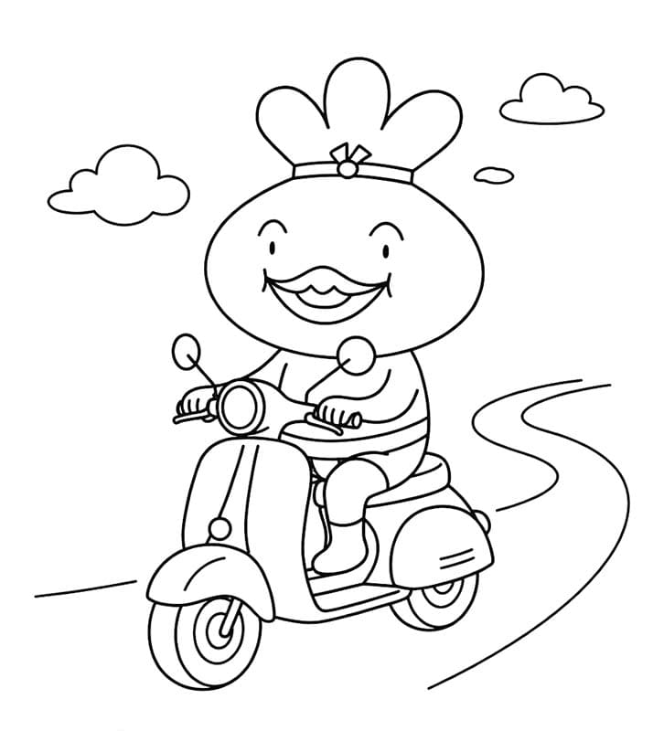 おでんくん バイクに乗ること ぬりえ