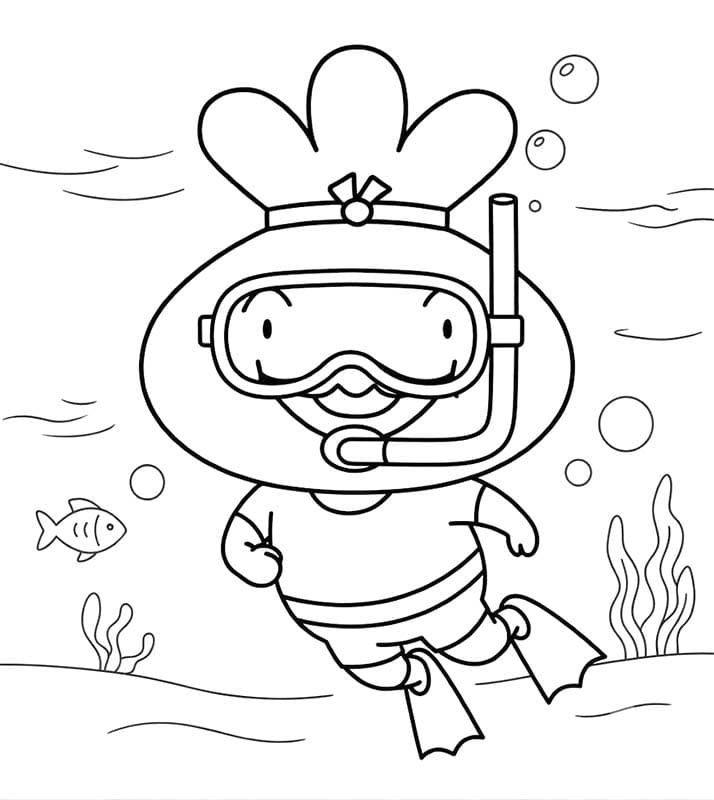 おでんくん ダイビング ぬりえ