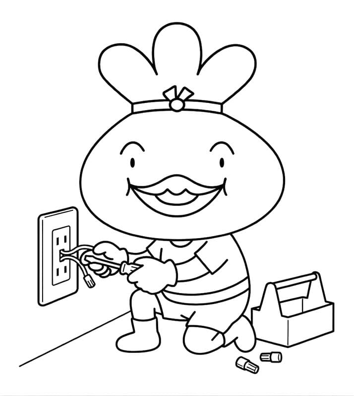 おでんくん 電気設備の修理 ぬりえ
