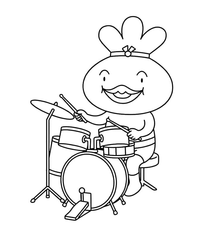 おでんくん ドラムを演奏する ぬりえ