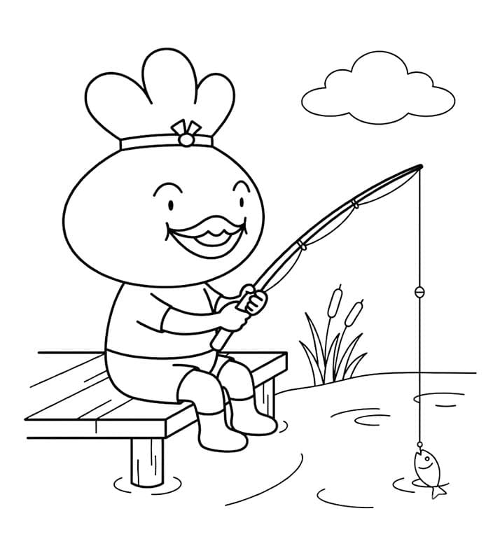 おでんくん 釣りに行く ぬりえ