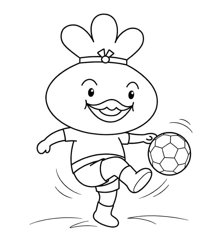 おでんくん フットボールをする ぬりえ