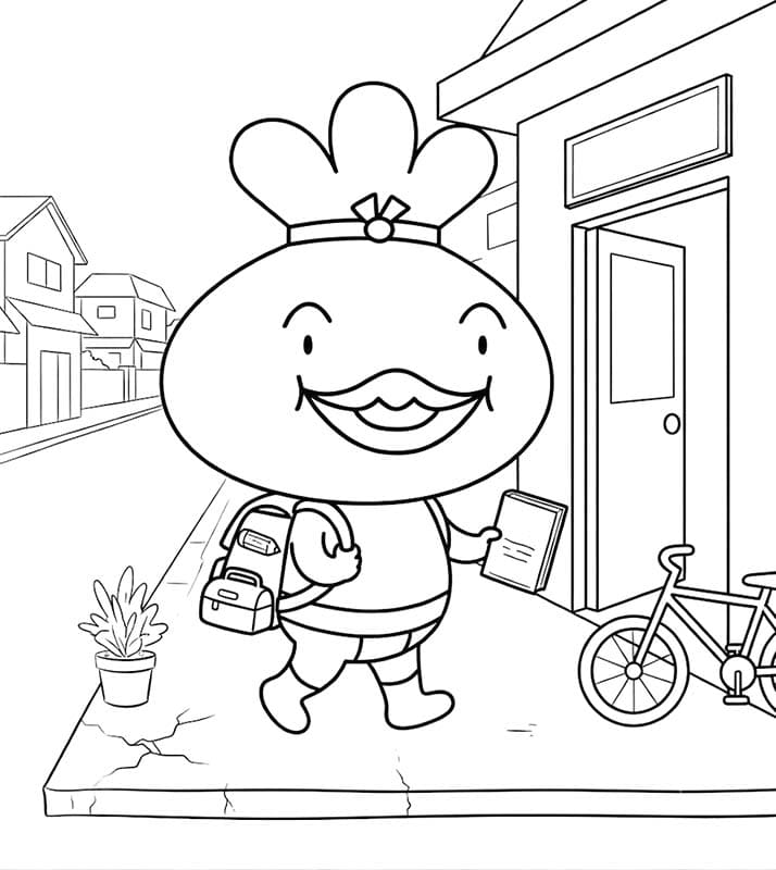 おでんくん 学校に通う ぬりえ