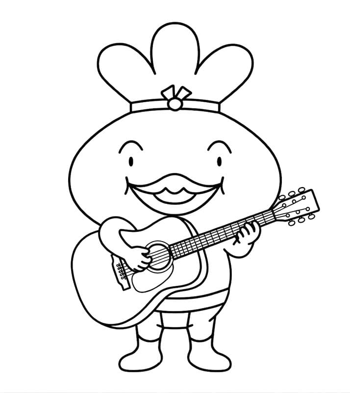 おでんくん ギターを弾く ぬりえ