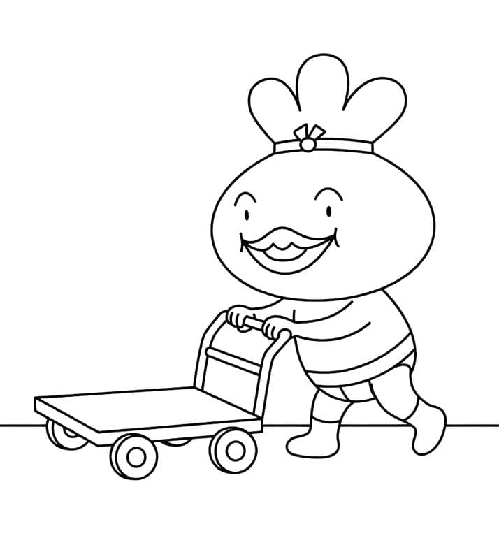 おでんくん カートを押す ぬりえ