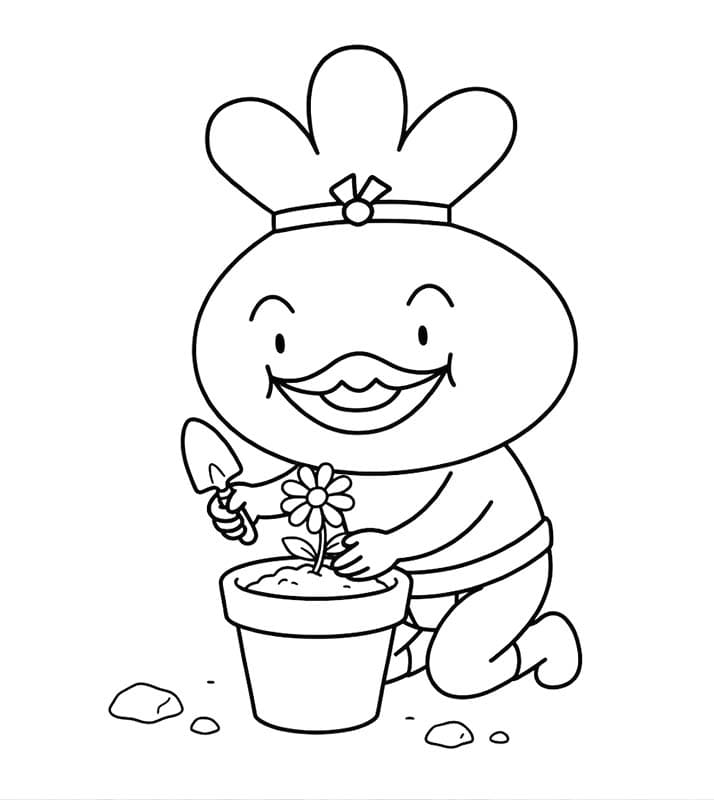 おでんくん 木を植える ぬりえ