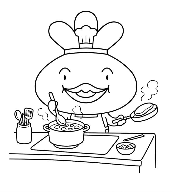 おでんくん 料理する ぬりえ
