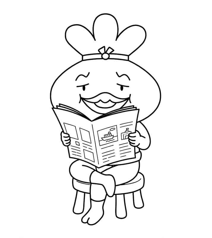 おでんくん 新聞を読むこと ぬりえ
