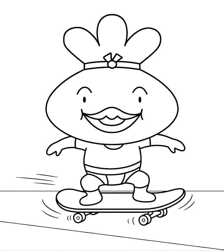 おでんくん スケートボード ぬりえ