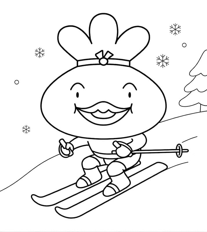 おでんくん スキー ぬりえ